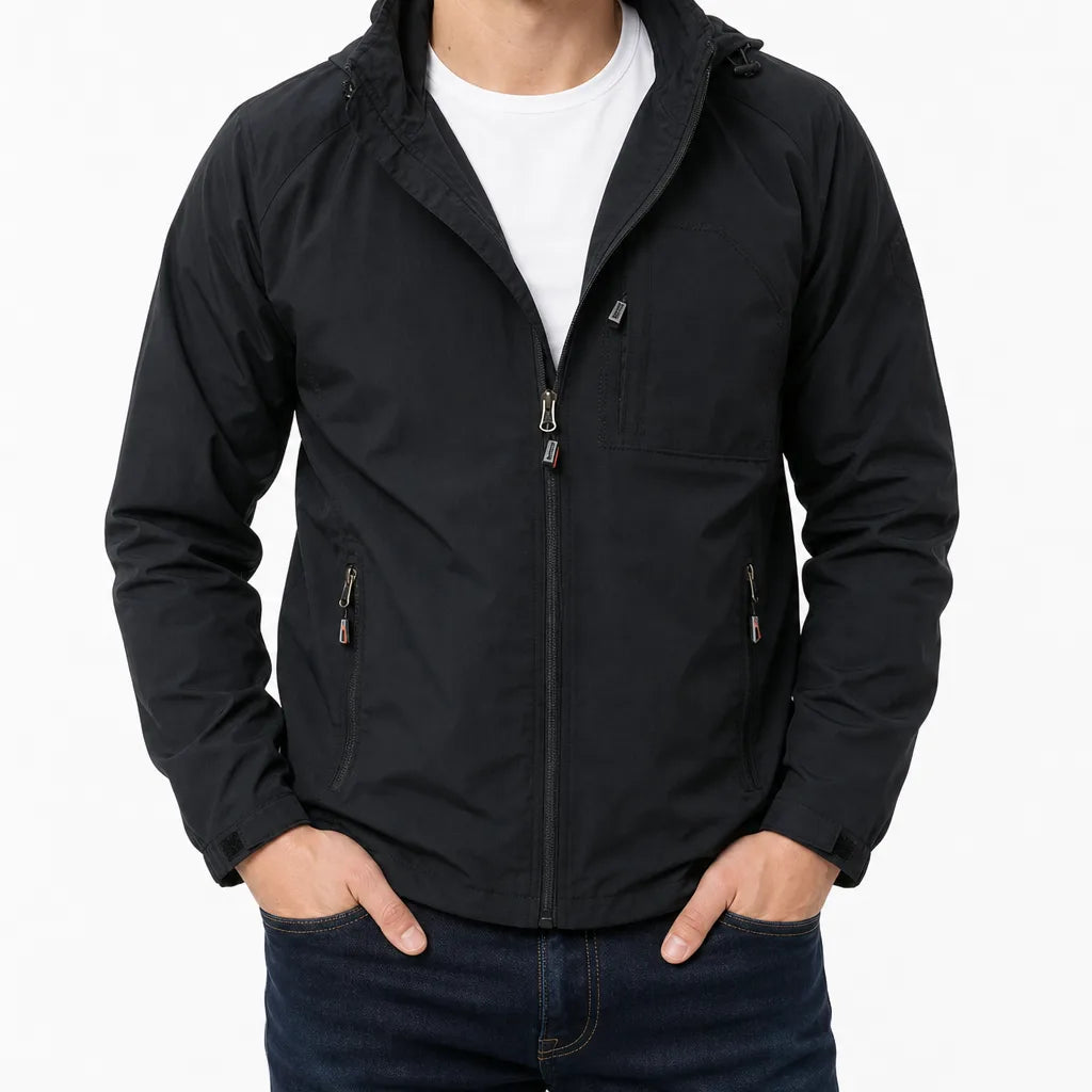 Larkin | Water Proof Windbreaker Fall Jacket - Color:Black;Size:S