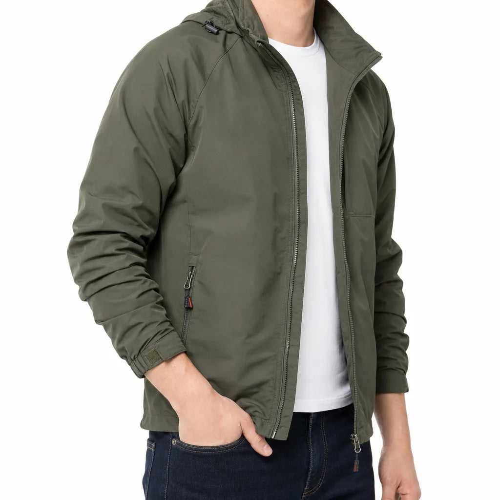 Men's Green Larkin Hooded Rain Jacket