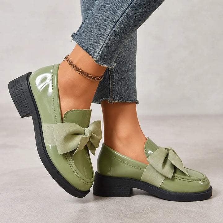 Lawrence Bow Loafers - Color:Green;Size:35