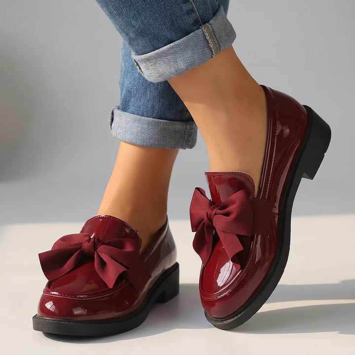 Lawrence Bow Loafers - Color:Red;Size:35