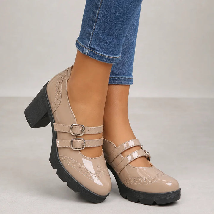 Layla | Women's Orthopedic Mary Jane Shoes - Color:Beige;Size:35