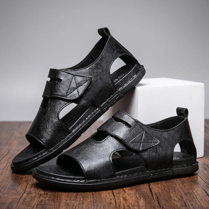 Layton Open Toe Slides - Color:Black;Size:38