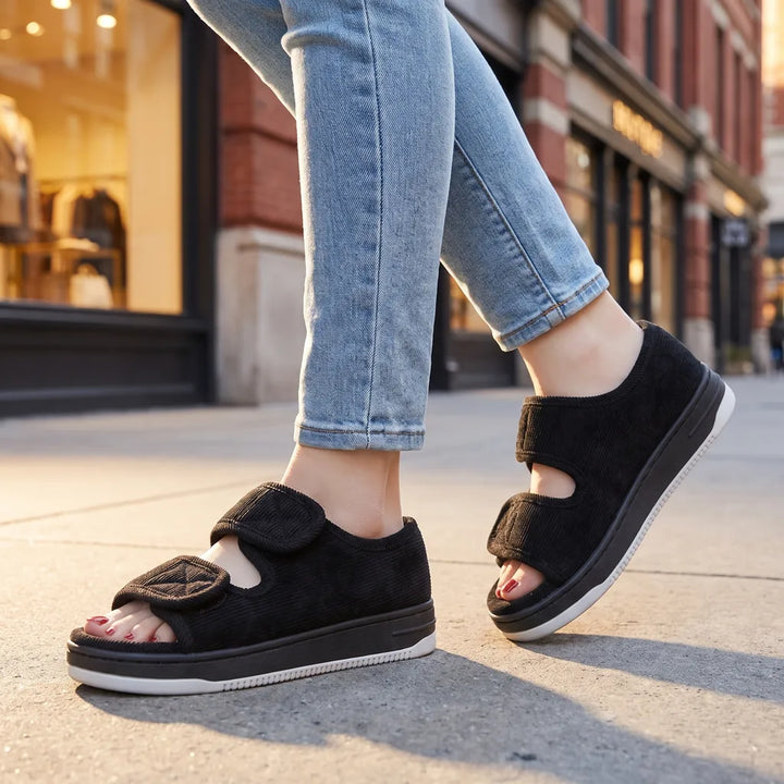 Women's Black Renfrew Open Toe Slippers