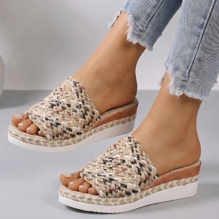 Lena Rope Slides - Color:Black Grey;Size:36
