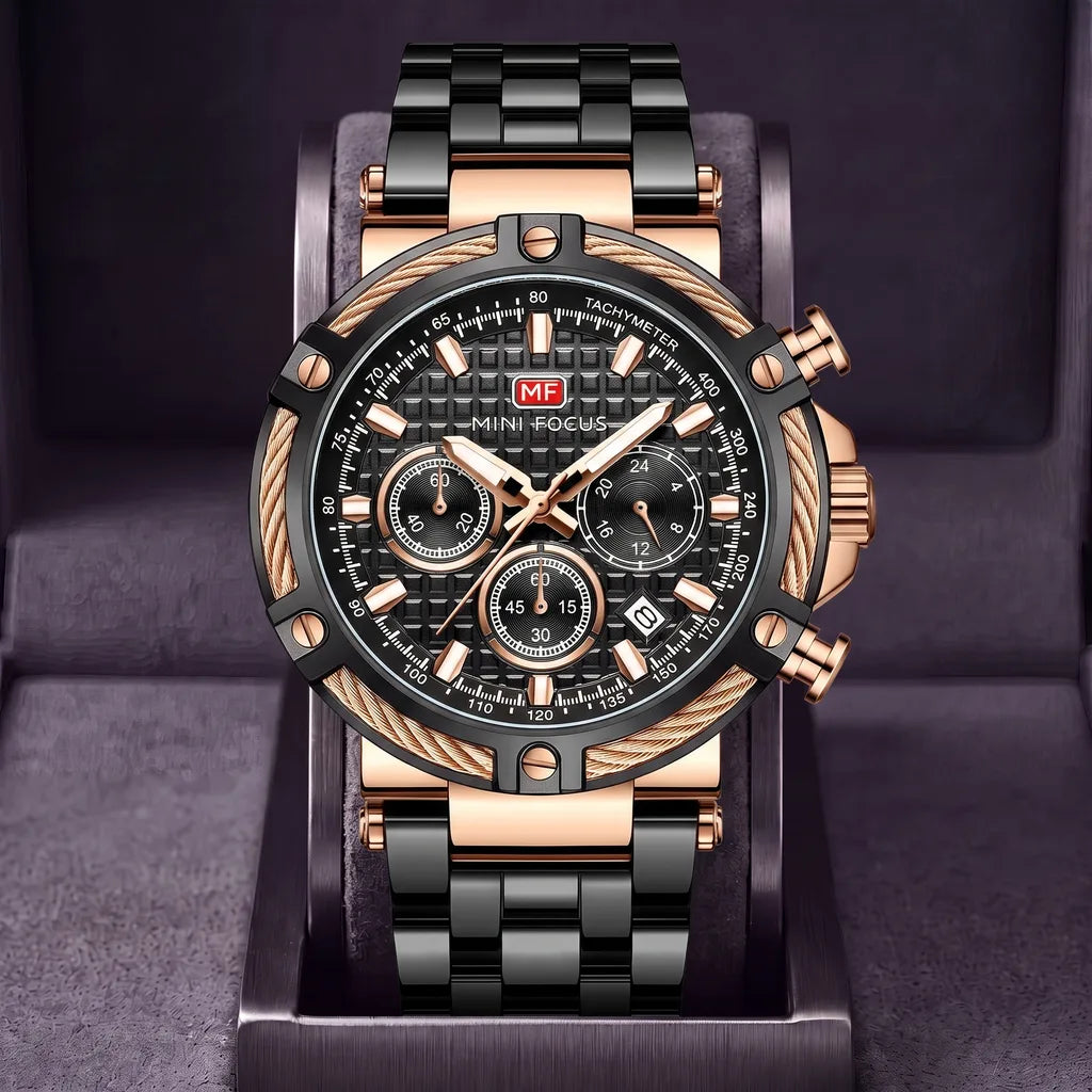 Lennon | Quartz Watch - Color:Rose Gold Black