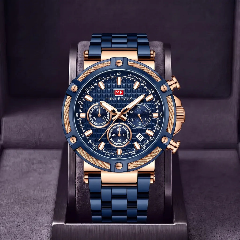 Lennon | Quartz Watch - Color:Rose Gold Blue