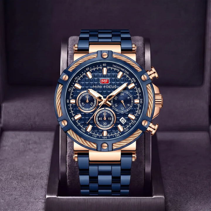 Lennon | Quartz Watch - Color:Rose Gold Blue