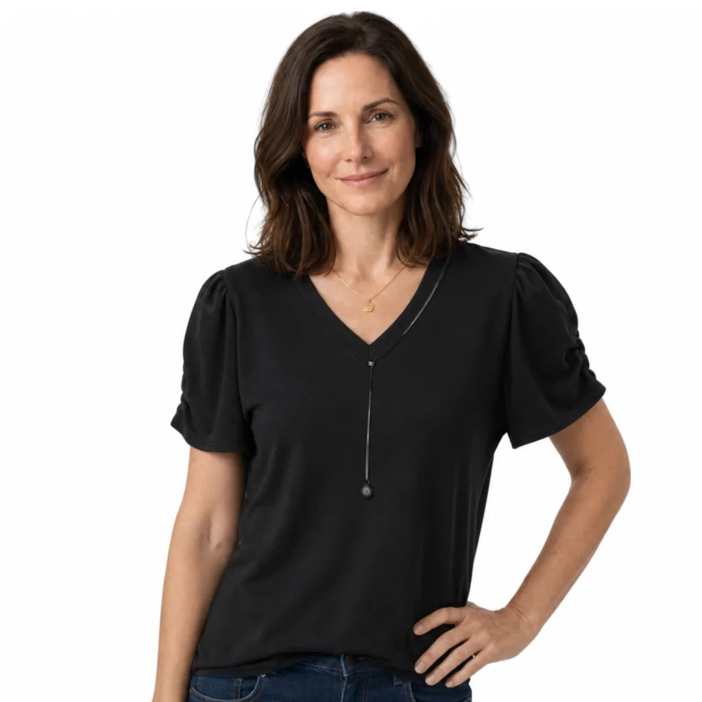 Romilly Puff Sleeve V-Neck Top