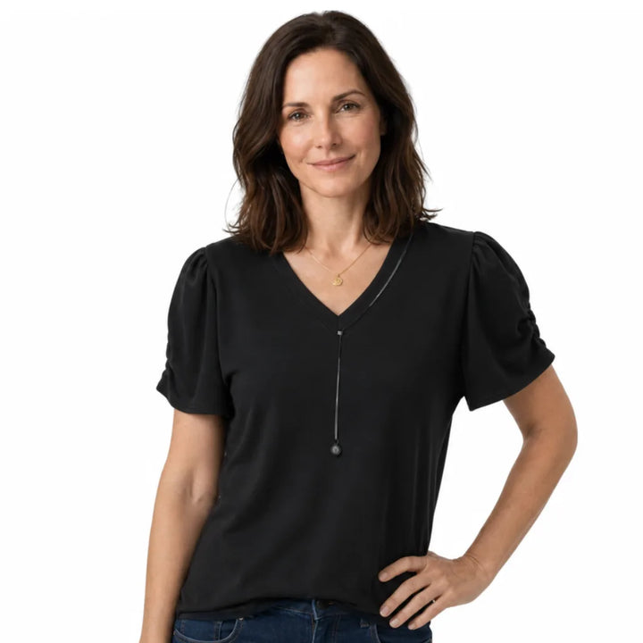 Romilly Puff Sleeve V-Neck Top