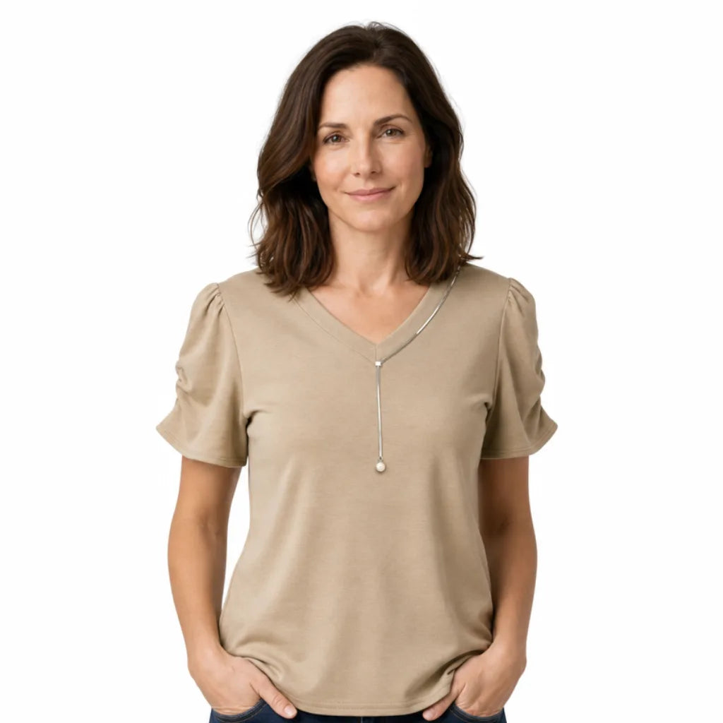 Romilly Puff Sleeve V-Neck Top