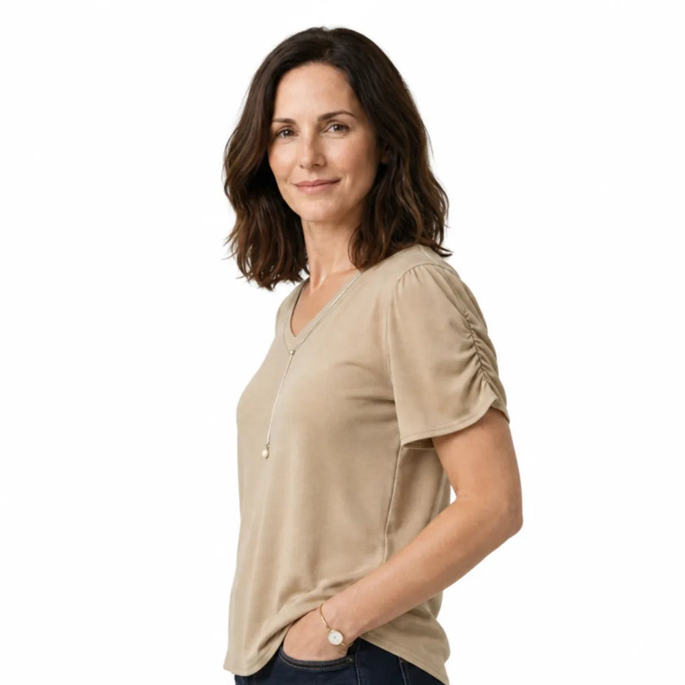 Romilly Puff Sleeve V-Neck Top