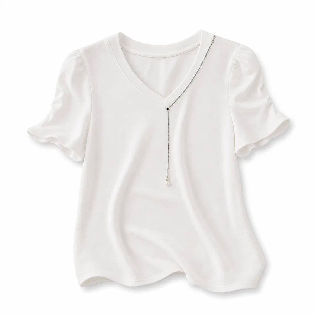 Leona Puff Sleeve Top - Color:White;Size:XS