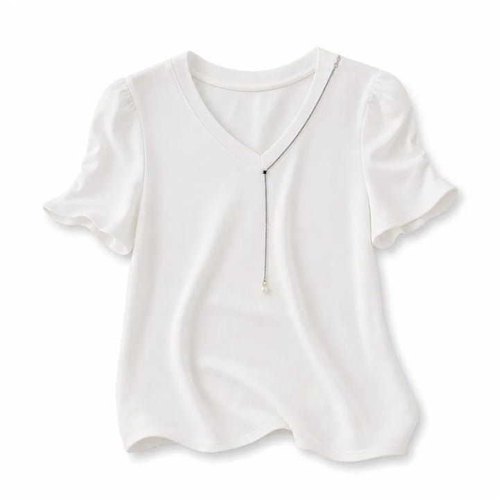 Leona Puff Sleeve Top - Color:White;Size:XS
