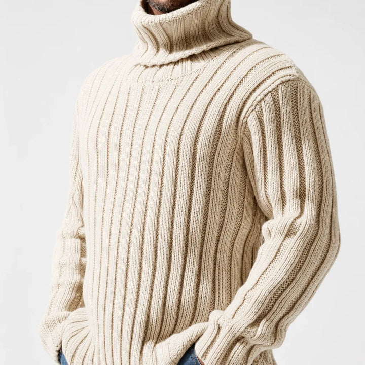 Men's Beige Leonardo | Men's Textured High-Neck Sweater