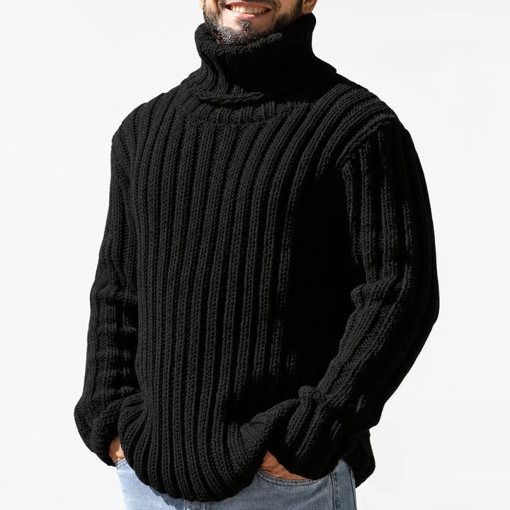 Men's Black Leonardo | Men's Textured High-Neck Sweater