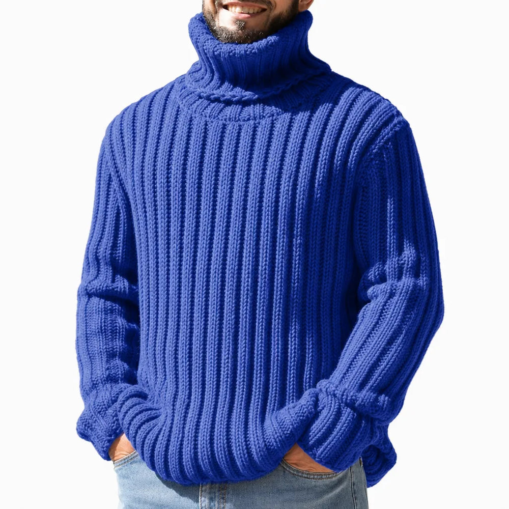 Men's Blue Leonardo | Men's Textured High-Neck Sweater
