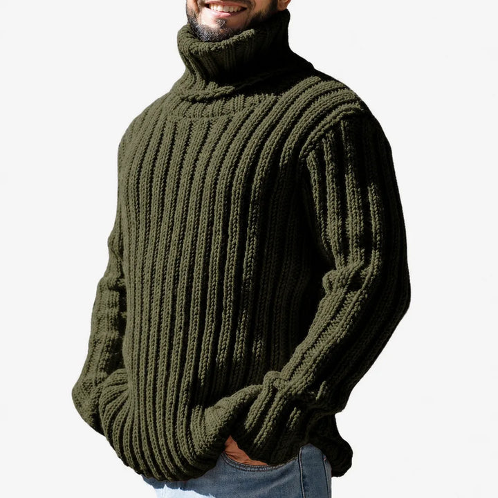 Men's Green Leonardo | Men's Textured High-Neck Sweater