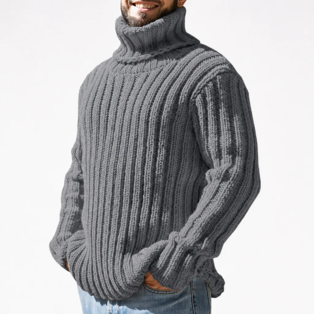 Men's Grey Leonardo | Men's Textured High-Neck Sweater
