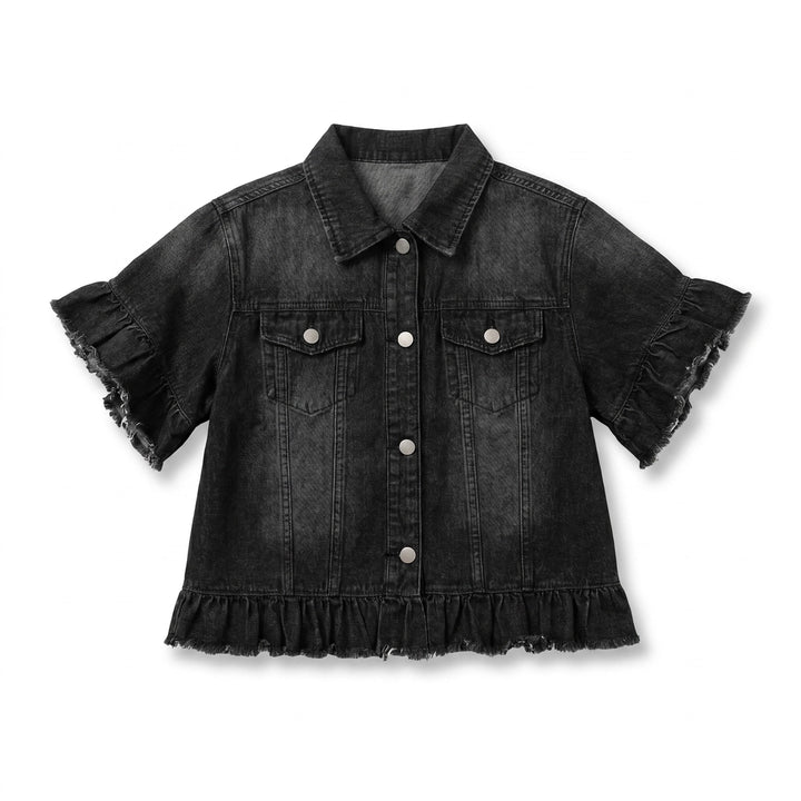 Leonie Denim Top - Color:Black;Size:XS