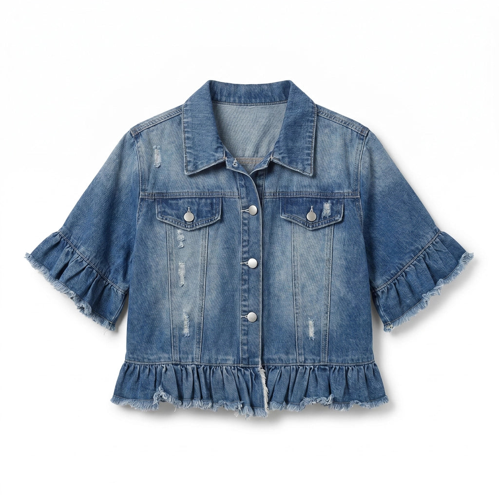Leonie Denim Top - Color:Blue;Size:XS