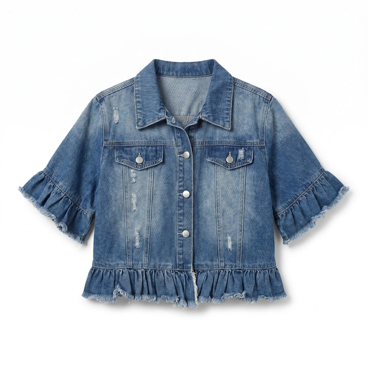 Leonie Denim Top - Color:Blue;Size:XS