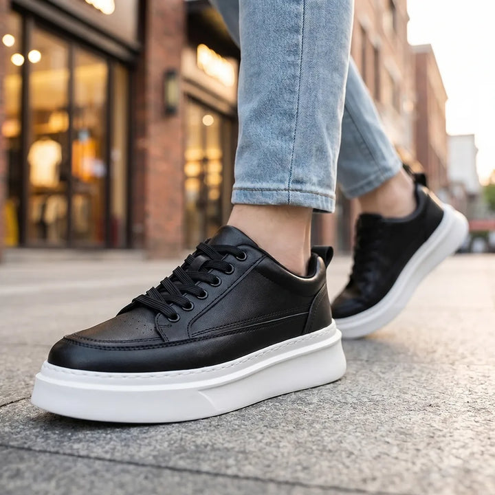 Black Dominic Leather Low-Top Sneakers 1