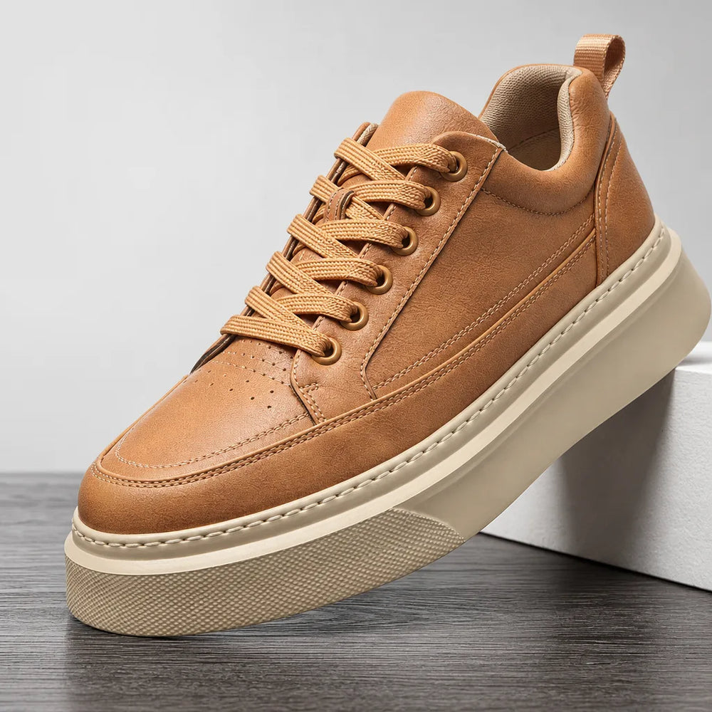 Brown Dominic Leather Low-Top Sneakers 1