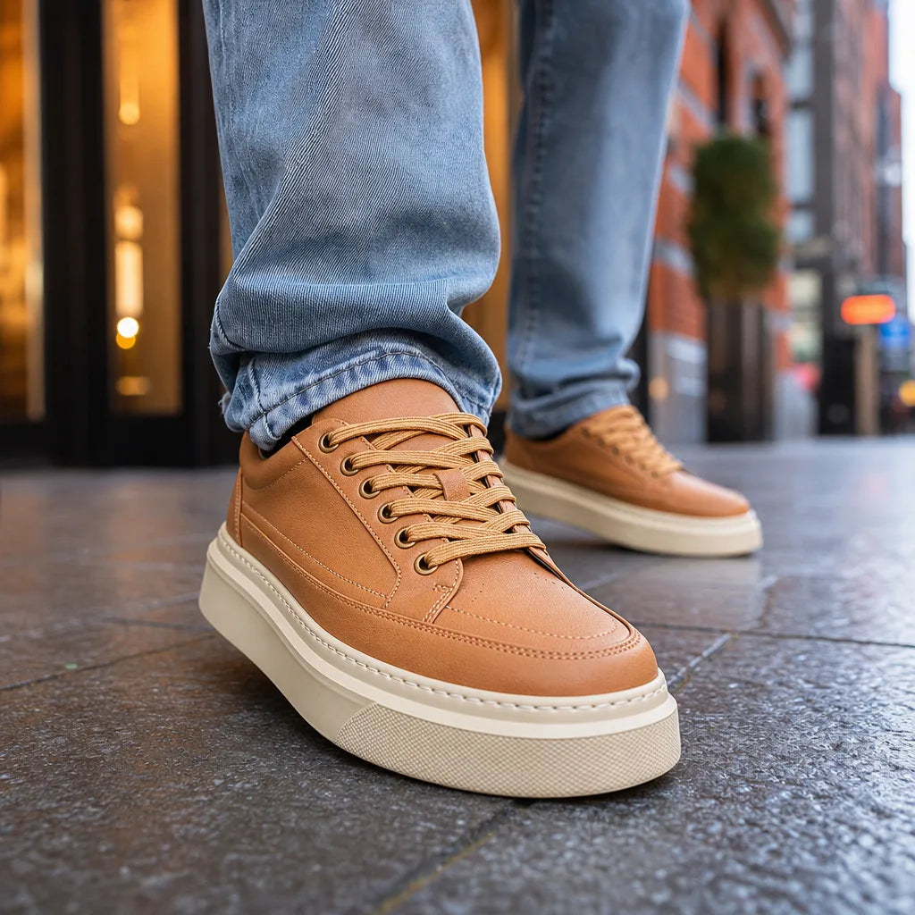 Brown Dominic Leather Low-Top Sneakers 2