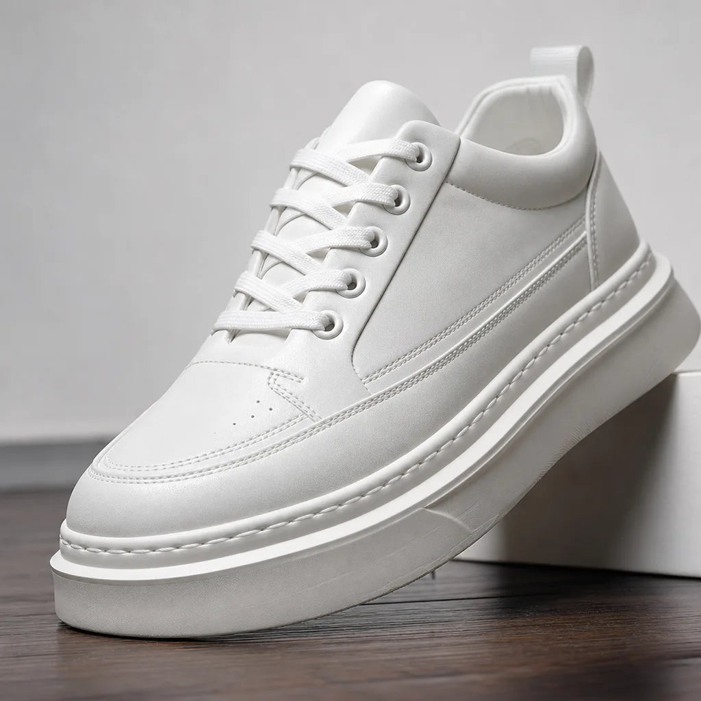 White Dominic Leather Low-Top Sneakers 1