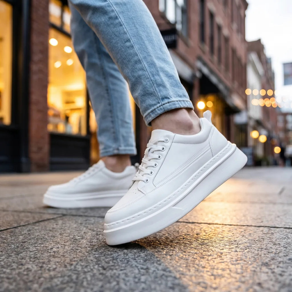 White Dominic Leather Low-Top Sneakers 2