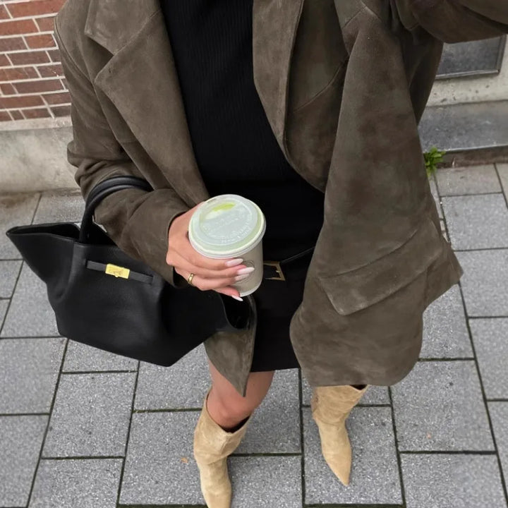 Women's Lexie | Women's Oversized Brown Suede-Look Blazer