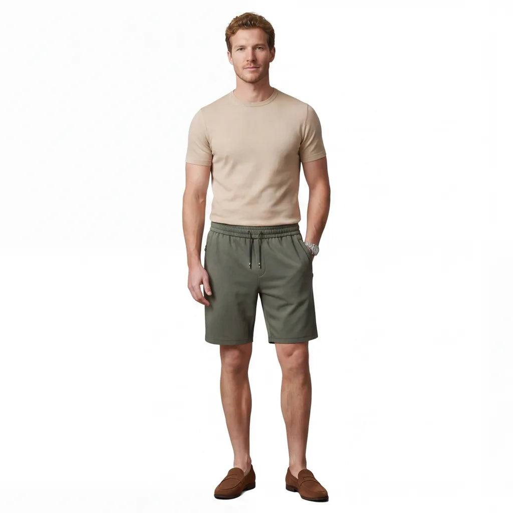 Army Green Mason Cotton Blend Shorts 6