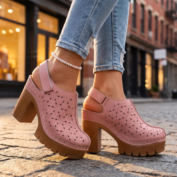 Women's Pink Ezra Chunky Heel Mules