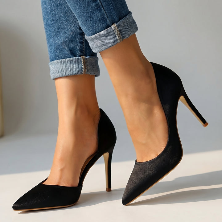 Liana Satin Pumps - Color:Black;Size:35