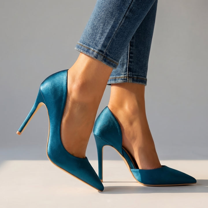 Liana Satin Pumps - Color:Blue;Size:35