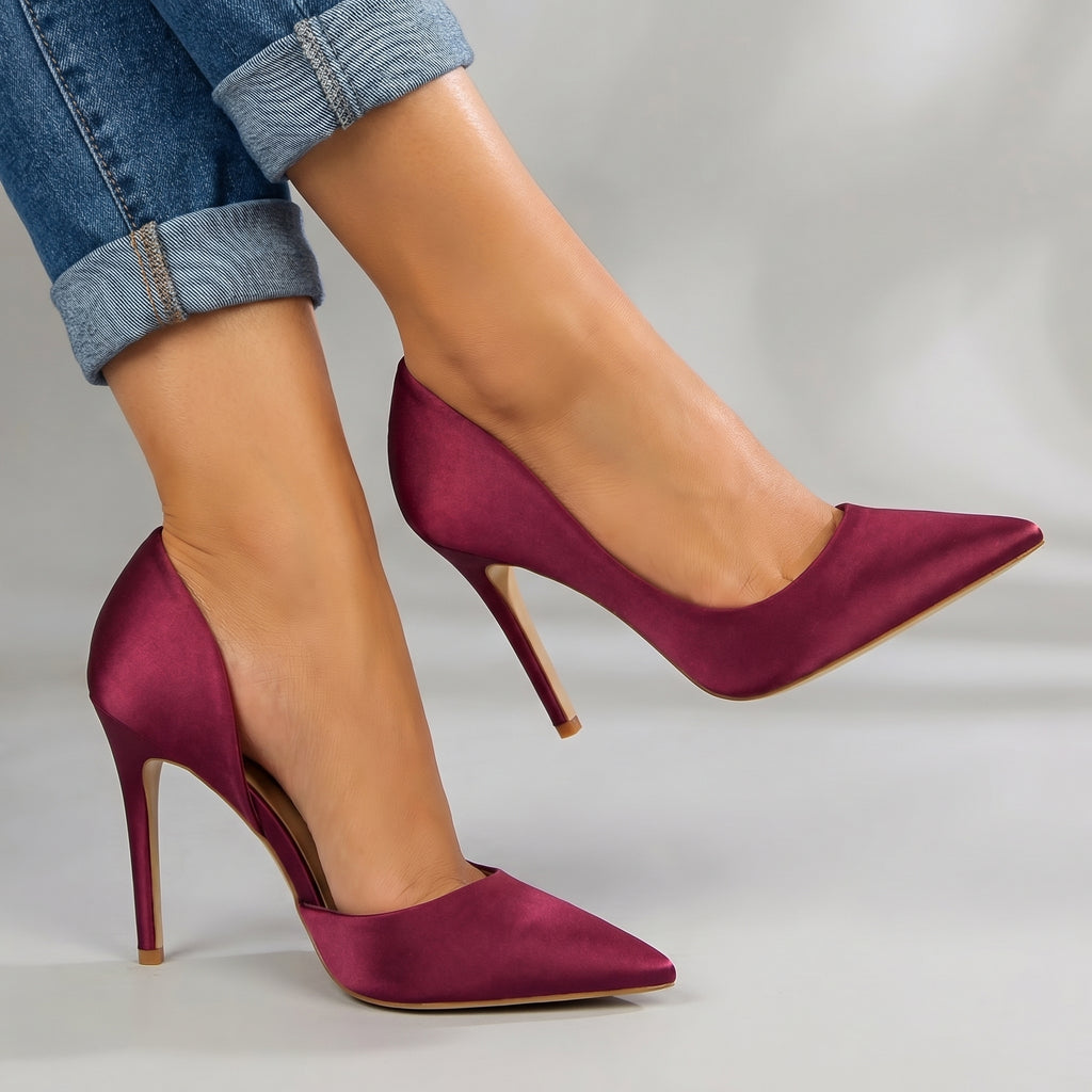 Liana Satin Pumps - Color:Wine Red;Size:35