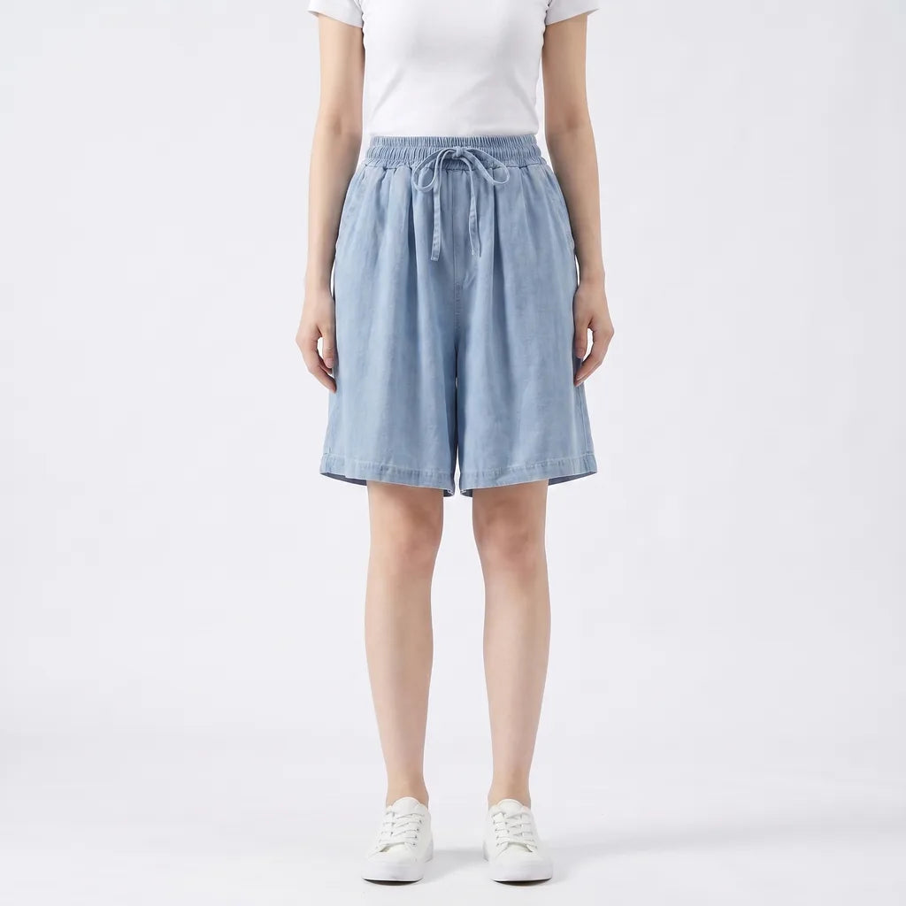 Women's Light Blue Liana Wide Leg Shorts