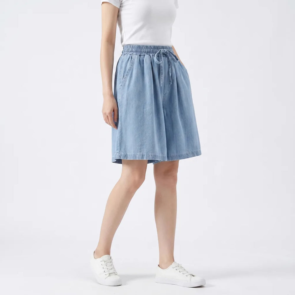 Women's Light Blue Liana Wide Leg Shorts