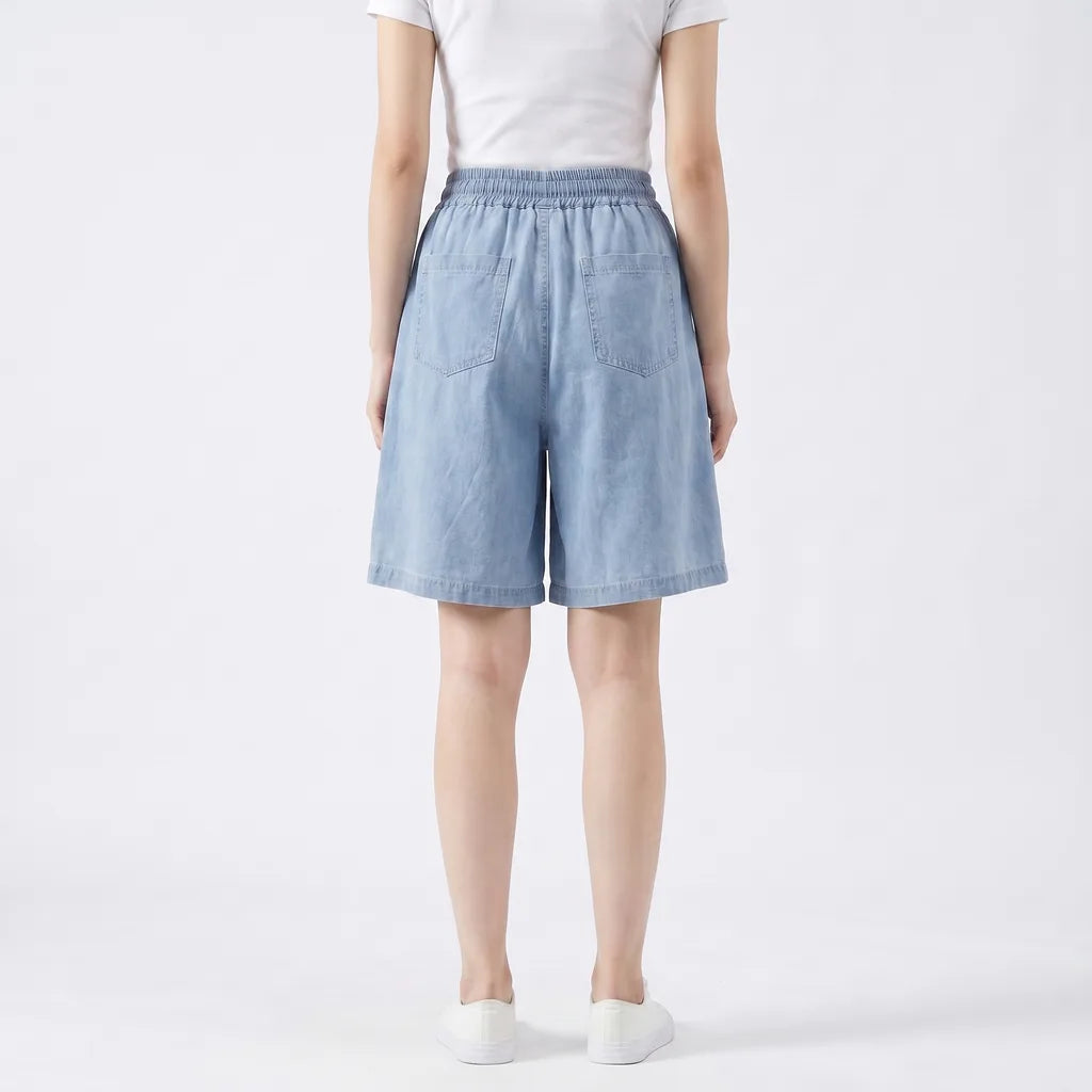 Women's Light Blue Liana Wide Leg Shorts