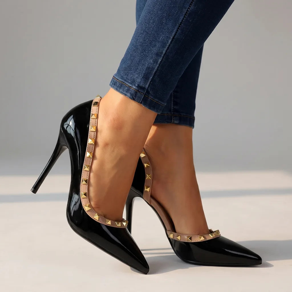 Liberty | Women's Studded Stiletto High Heels - Color:Black;Size:35