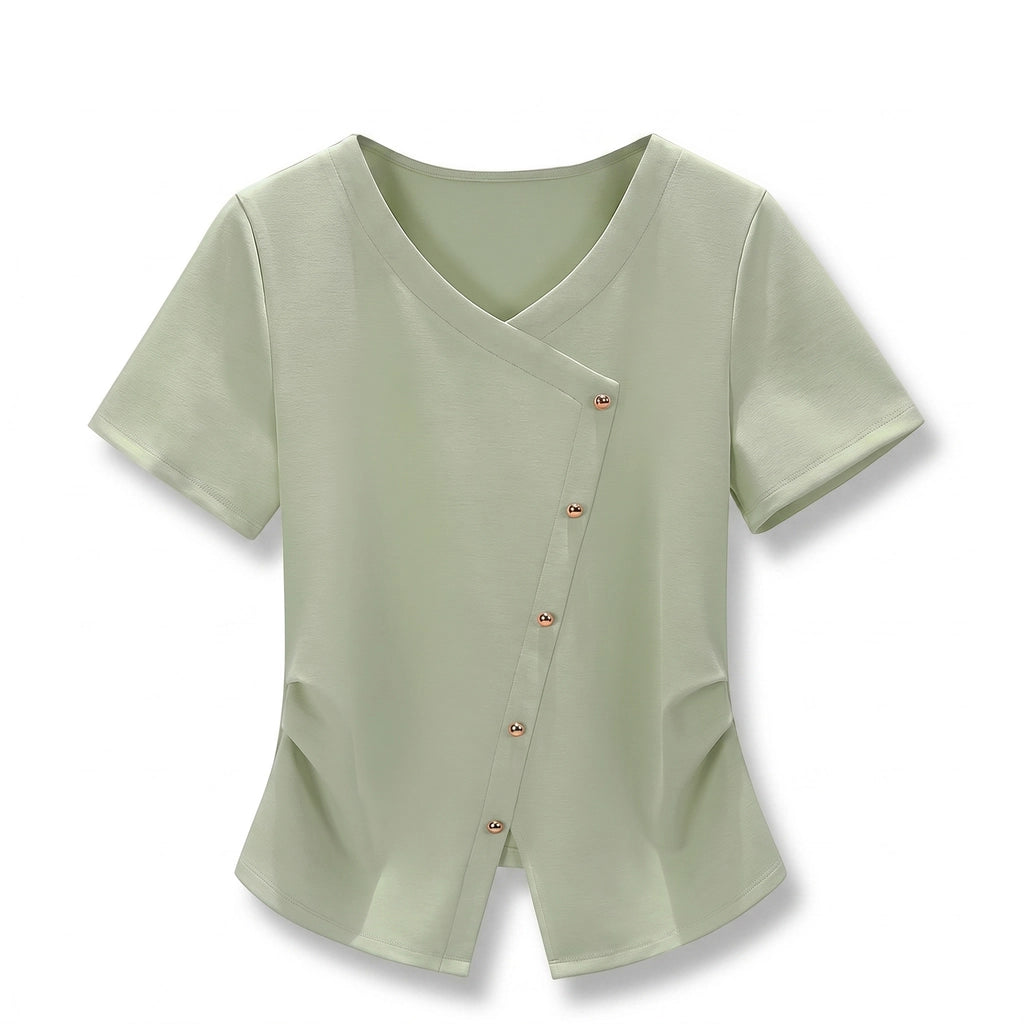 Sabrina Asymmetric Top - Color:Light Green;Size:S
