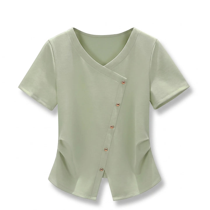 Sabrina Asymmetric Top - Color:Light Green;Size:S