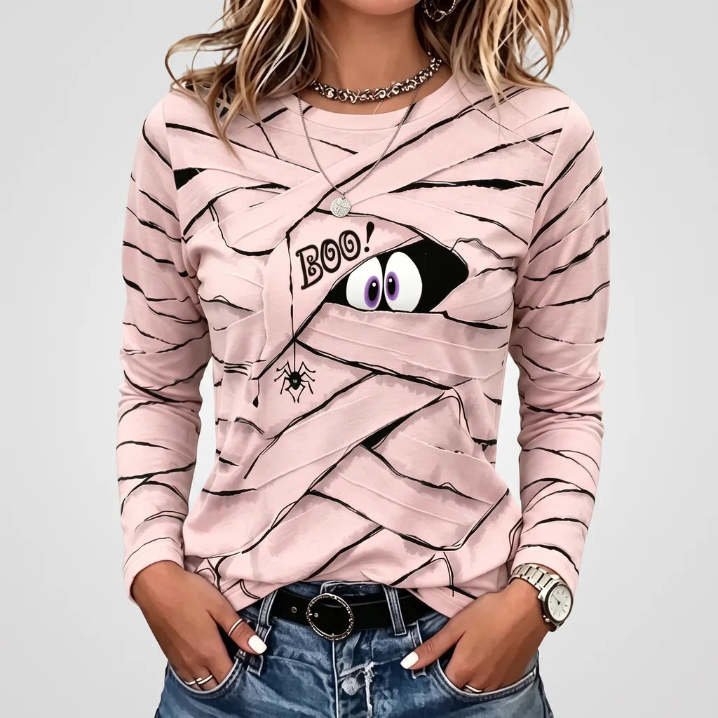Lila | Playful Halloween Graphic Sweatshirt - Size:M;Color:Pink