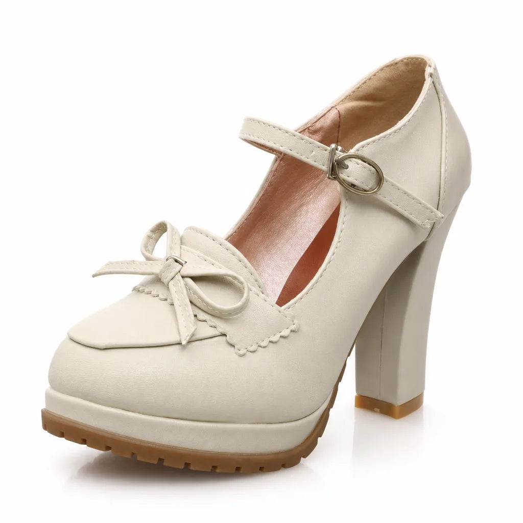 Lilly | Women's Orthopedic Mary Jane Heels - Color:Beige;Size (US):35