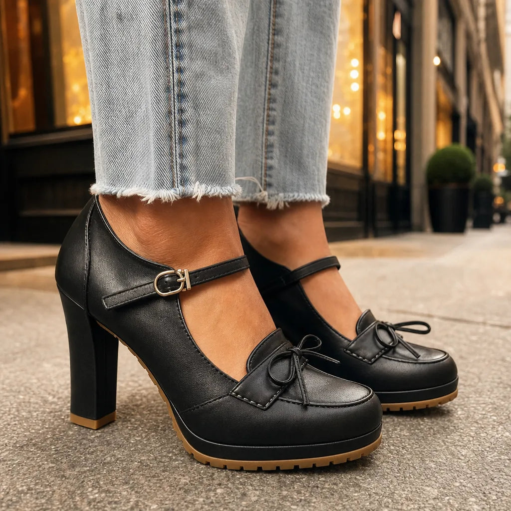 Women's Black Micah Bow Platform Heels