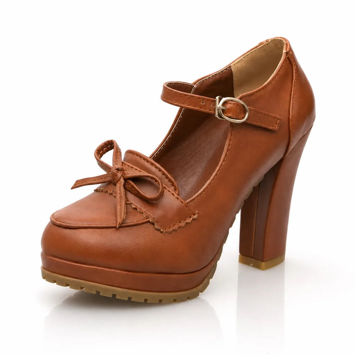 Lilly | Women's Orthopedic Mary Jane Heels - Color:Brown;Size (US):35