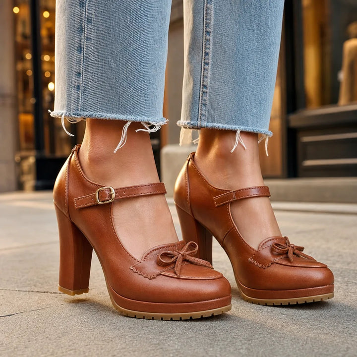 Women's Brown Micah Bow Platform Heels
