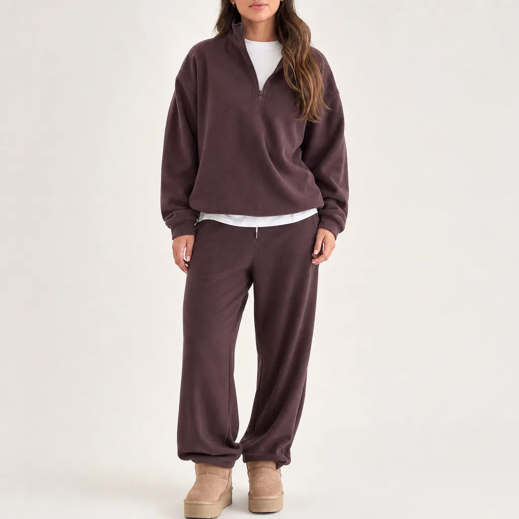 Lily Essential Lounge Set - Color:Brown;Size:XS