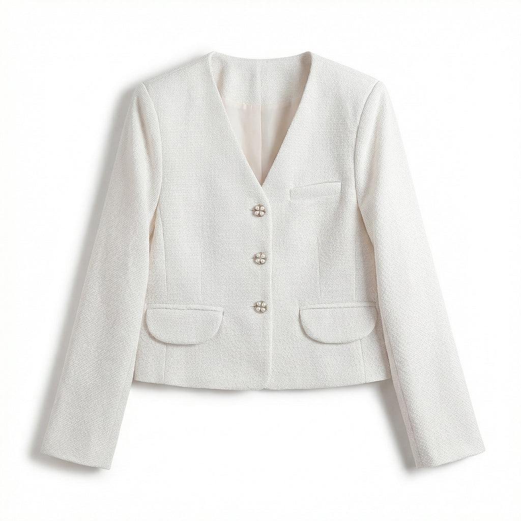 Liora Textured Blazer - Color:Off-white;Size:XS