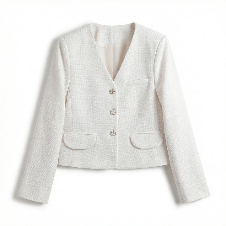 Liora Textured Blazer - Color:Off-white;Size:XS